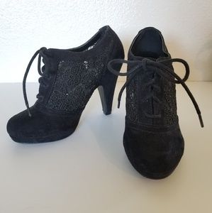 Black Lace Up High Heels